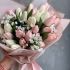 Дуобукет з білими та рожевими тюльпанами та аліумом _0