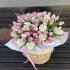 Квіткова плетена корзина розміру L з тюльпанами, гіацинтами, дженістрою_0