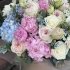 Квіткова плетена корзина розміру ХХL в біло-блакитно-рожевих тонах_2