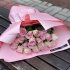 Монобукет із 21 рожевої троянди, що зібрана по спіралі в стильному рожевому упакуванні. _1