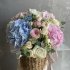 Квіткова плетена корзина розміру L в біло-блакитно-рожевих тонах_0